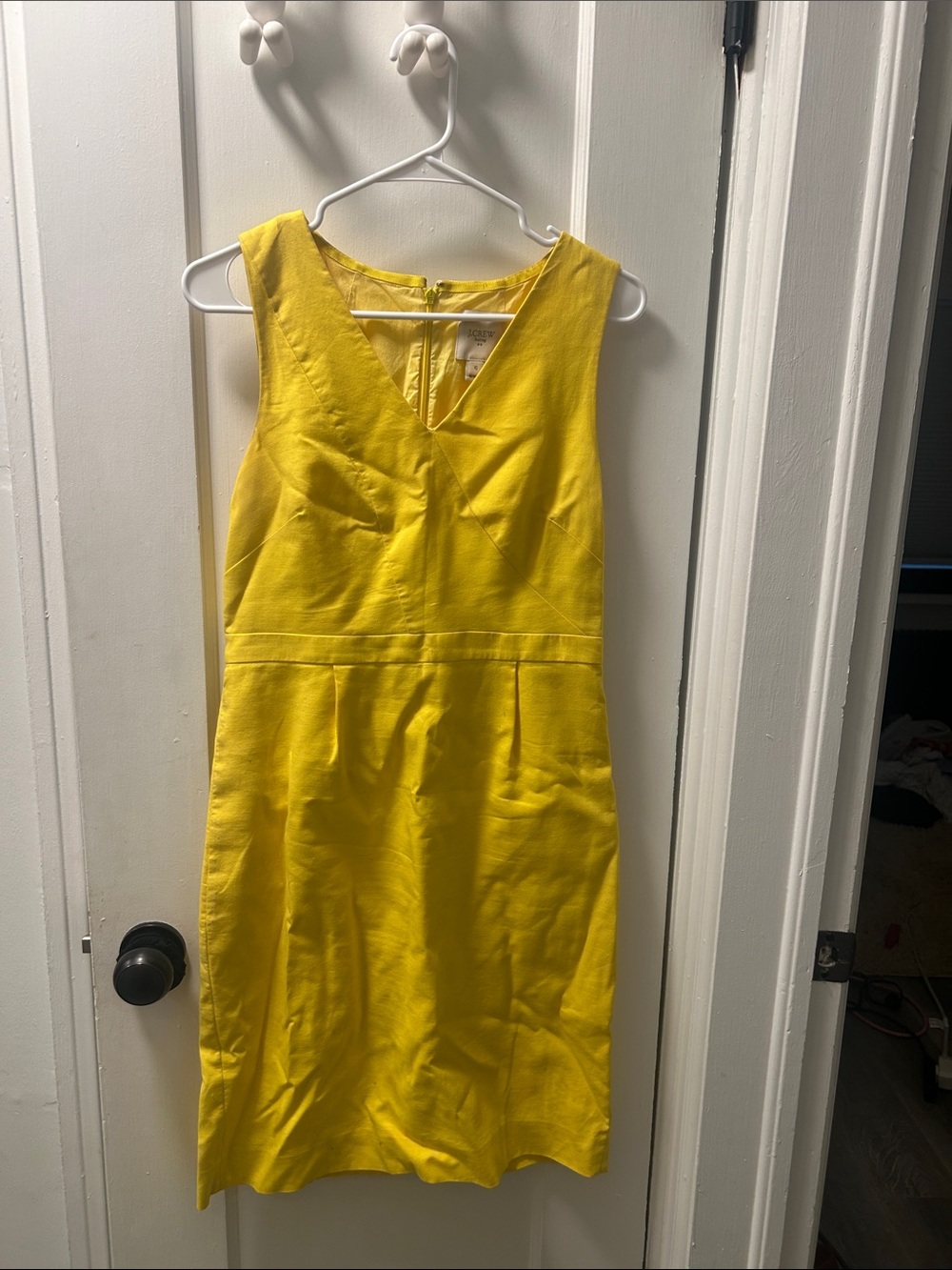 J. Crew Bright Yellow V-Neck Midi Sheath Dress